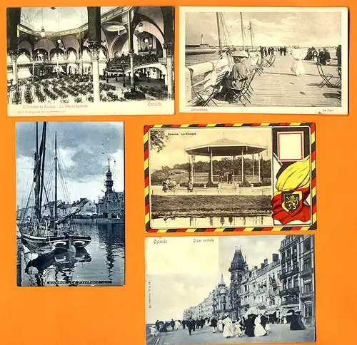 Europa Belgien Ostende Strand Kursaal Hafen 11 alte Foto Postkarten 1900
