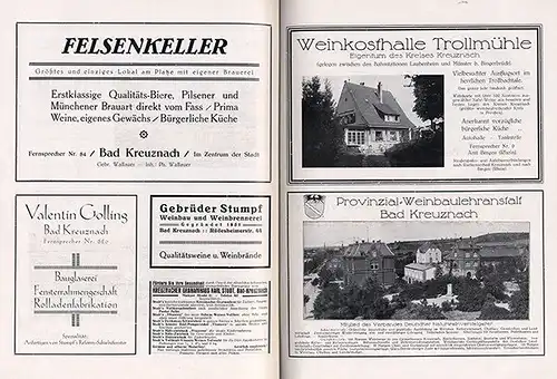 Rheinland Pfalz Bad Kreuznach Nahe Geschichte Wirtschaft Wein Heimatbuch 1927
