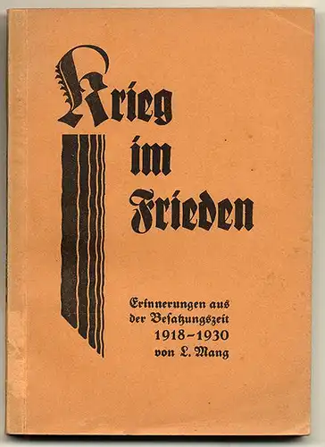 Rheinland Pfalz Weltkrieg Politik Geschichte Französische Besatzung 1918 -1930 