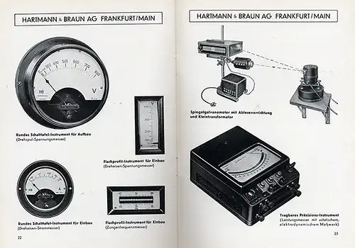 Frankfurt Elektrotechnik Messgeräte Instrumente Hartmann & Braun Katalog 1950