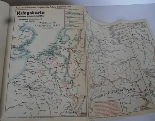 Europa Deutschland Weltkrieg in Karten Kriegs Chronik Atlas 1914-1917