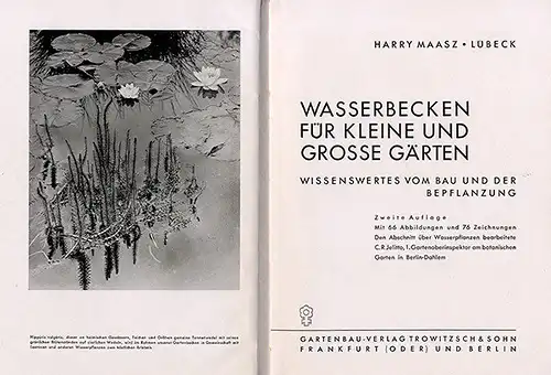 Gartenbau Architektur Wasserbecken Teichbau Bepflanzung Buch 1932