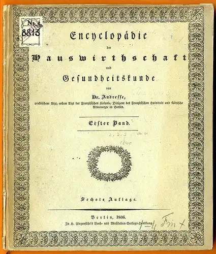 Berlin Gesundheit Hygiene Küche Wäsche Hauswirtschaft Journal Zeitschrift 1835