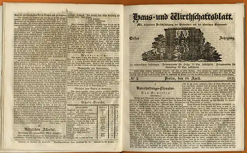 Berlin Gesundheit Hygiene Küche Wäsche Hauswirtschaft Journal Zeitschrift 1835
