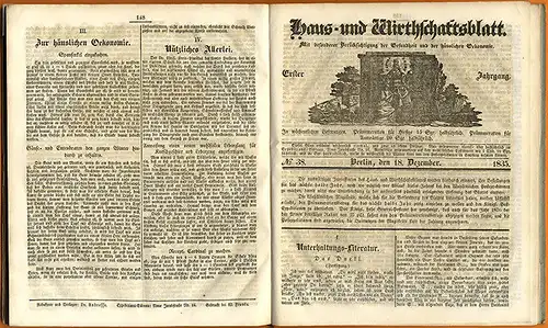 Berlin Gesundheit Hygiene Küche Wäsche Hauswirtschaft Journal Zeitschrift 1835