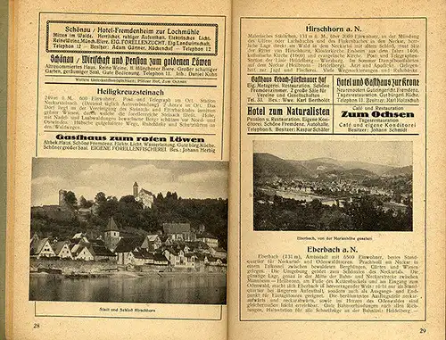 Heidelberg Neckar Eberbach Odenwald Bergstraße Lorsch Wanderbuch 1920