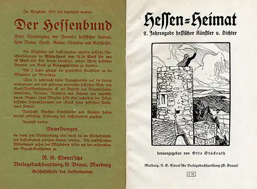 Hessen Heimat Hessische Künstler und Dichter Ubbelohde Kunst Grafik Buch 1918