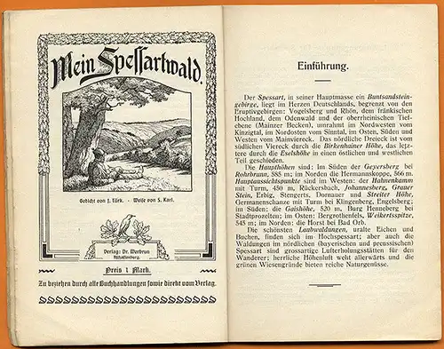 Bayern Main Spessart Aschaffenburg Lohr Heigenbrücken Spessart Wanderbuch 1911