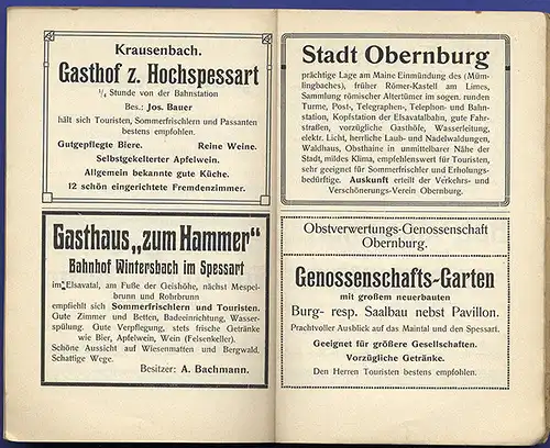 Bayern Main Spessart Aschaffenburg Lohr Heigenbrücken Spessart Wanderbuch 1911