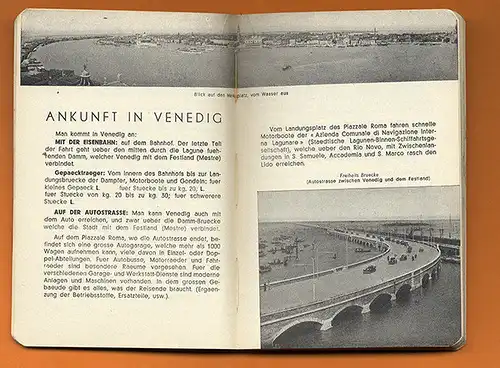 Italien Venedig Tourismus Kunst Architektur alter Reiseführer Stadtplan 1952