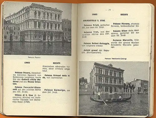 Italien Venedig Tourismus Kunst Architektur alter Reiseführer Stadtplan 1952