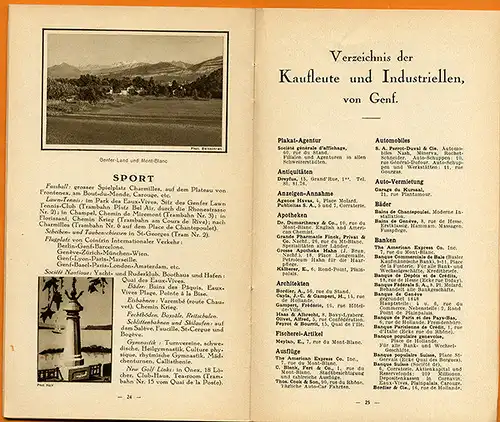 Schweiz Genf Völkerbund Stadt Geschichte Architektur alter Reiseführer  1926