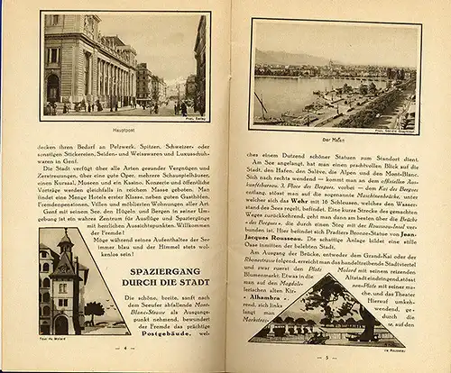 Schweiz Genf Völkerbund Stadt Geschichte Architektur alter Reiseführer  1926