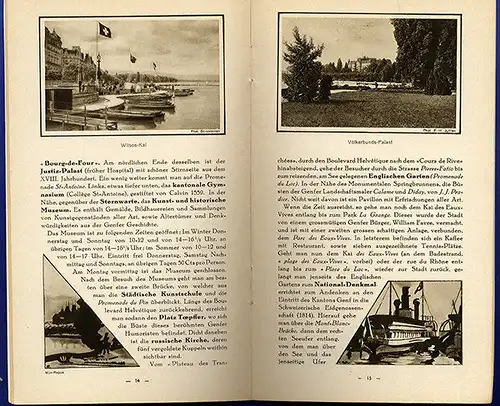 Schweiz Genf Völkerbund Stadt Geschichte Architektur alter Reiseführer  1926