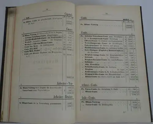 Doppelte Buchführung für Kohle Montan Bergwerke Finanz Wirtschaft Lehrbuch 1865