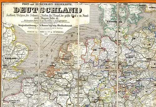 Deutschland Schweiz Belgien Ungarn Italien Post Eisenbahn Reisekarte 1851