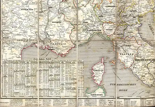 Deutschland Schweiz Belgien Ungarn Italien Post Eisenbahn Reisekarte 1851