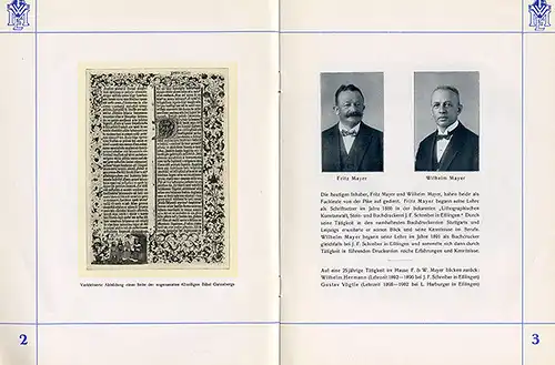 Württemberg Esslingen Buchdruck Druckerei Verlag Mayer Festschrift von 1930