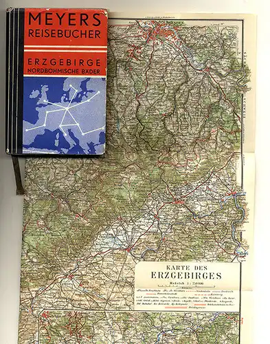 Sachsen Erzgebirge Böhmen Meyers Reise Verkehr Wander Buch 1936