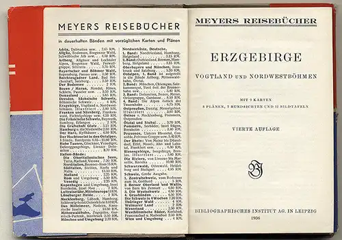 Sachsen Erzgebirge Böhmen Meyers Reise Verkehr Wander Buch 1936