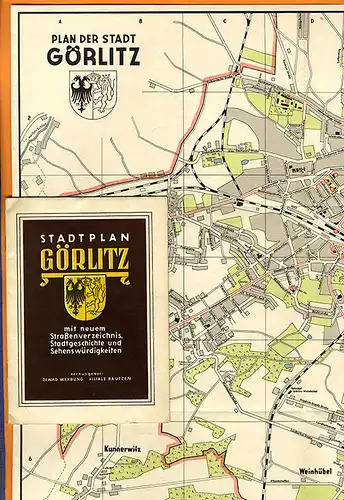 Sachsen Görlitz Stadt Geschichte Bauten Stadtplan Führer Werbung Reklame 1956