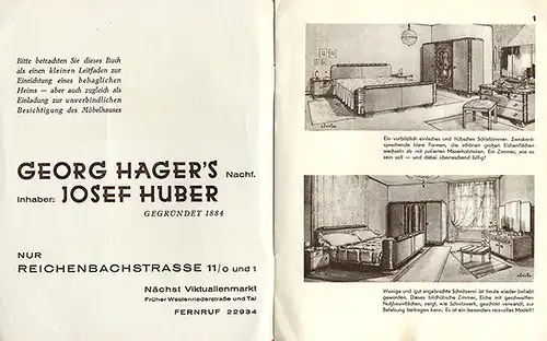 München Möbel Huber Schlafzimmer Schränke Wohnzimmer Modell Katalog um 1935