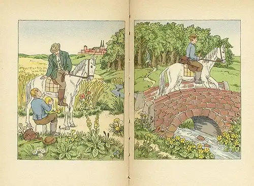 Altes Kinderbuch Brüder Grimm Märchen Hans im Glück Kunst Grafik Insel 1938