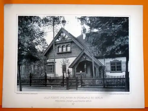 Berlin Grunewald Architektur Stadtgeschichte Villa Imelmann Lichtdruck 1908