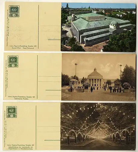 Sachsen Dresden Elbe Internationale Hygiene Ausstellung Postkarten Serie 1911