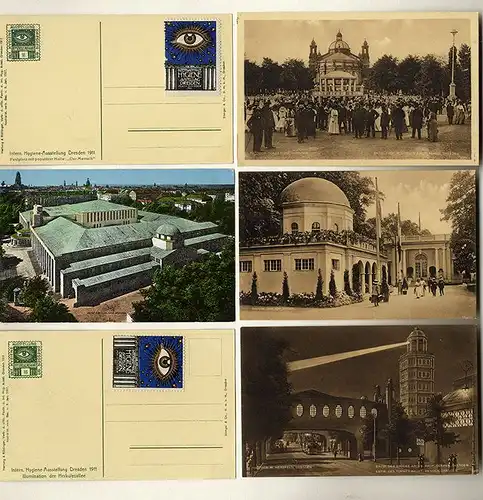 Sachsen Dresden Elbe Internationale Hygiene Ausstellung Postkarten Serie 1911