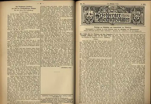 Hessen Wetterau Friedberg Geschichte und Landeskunde Heft 6 Zeitschrift 1924