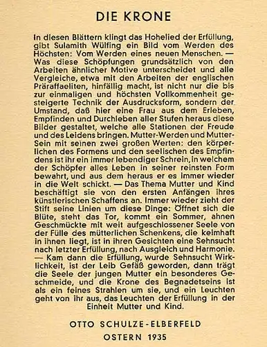 Kunst Grafik Sulamith Wülfing Die Krone Kind Mutter Fee Kupferdruck Tafeln 1935