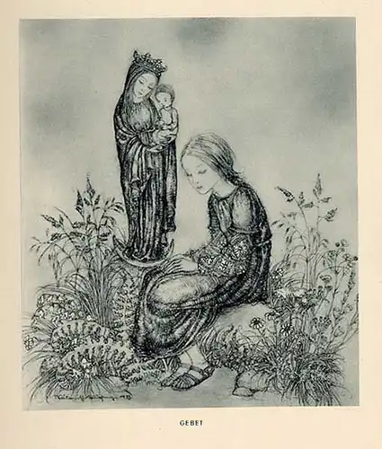 Kunst Grafik Sulamith Wülfing Die Krone Kind Mutter Fee Kupferdruck Tafeln 1935