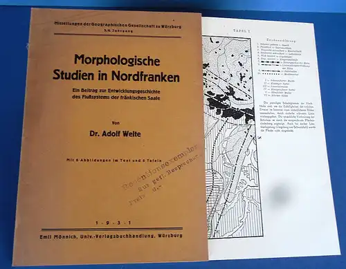 Bayern Franken Saale Fluss Verlauf Morphologie Geologie Erdgeschichte Buch 1930