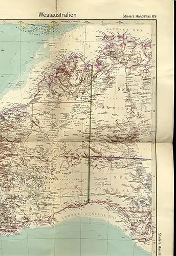 Alte Landkarten Australien Westaustalien Ostaustralien Stieler Atlas 1925