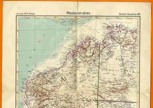Alte Landkarten Australien Westaustalien Ostaustralien Stieler Atlas 1925