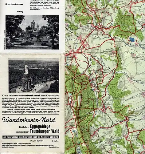 Westfalen Lippe Egge Paderborn Steinheim Detmold Altenbeken 2 Wanderkarten 1964