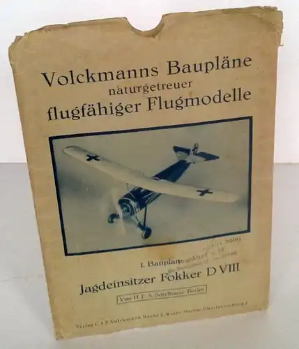 Weltkrieg Militär Flugzeug Modellbau Jagdeinsitzer Fokker Original Bauplan 1940