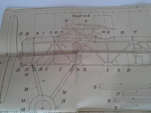 Weltkrieg Militär Flugzeug Modellbau Jagdeinsitzer Fokker Original Bauplan 1940 