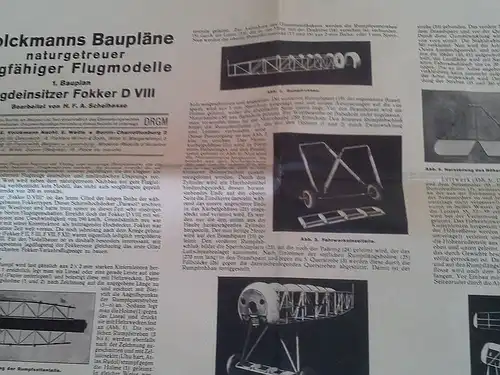 Weltkrieg Militär Flugzeug Modellbau Jagdeinsitzer Fokker Original Bauplan 1940 