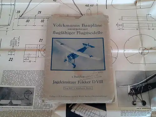 Weltkrieg Militär Flugzeug Modellbau Jagdeinsitzer Fokker Original Bauplan 1940 