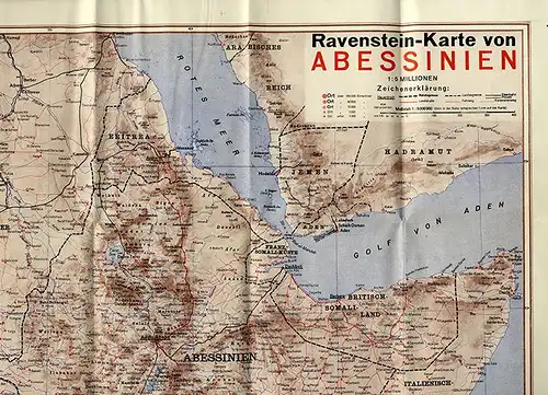 Selten Ravenstein Landkarte Horn von Afrika Abessinien Somalia Eritrea 1939