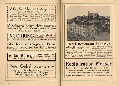 Hessen Taunus Stadt und Burg Königstein Geschichte Jugendstil Reiseführer 1910