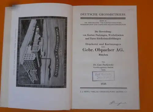 Deutsche Wirtschaft München Karton Verpackung Werbedruck Gebr. Obpacher AG 1938