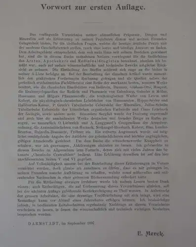 Hessen Darmstadt Merck Pharmazie Präperate Chemie Produkt Index Katalog 1902