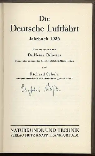 Deutschland Flugzeuge Luftfahrt Technik Typen Motoren Jahrbuch 1936