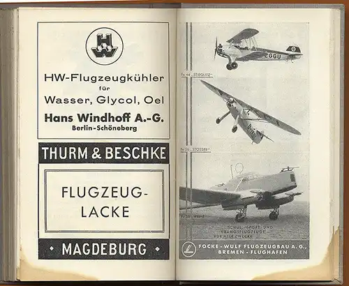 Deutschland Flugzeuge Luftfahrt Technik Typen Motoren Jahrbuch 1936