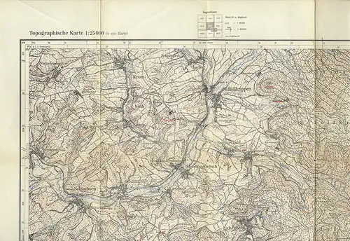 Landkarte Hessen Bergstraße Bensheim Lorsch Heppenheim Laudenbach 1949