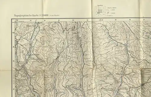Landkarte Hessen Odenwald Beerfelden Ober-Schonmattwang Aschbach Hetzbach 1950