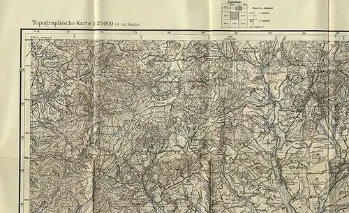 Landkarte Hessen Odenwald Lindenfels Schlierbch Fürth Zotzenbach 1940